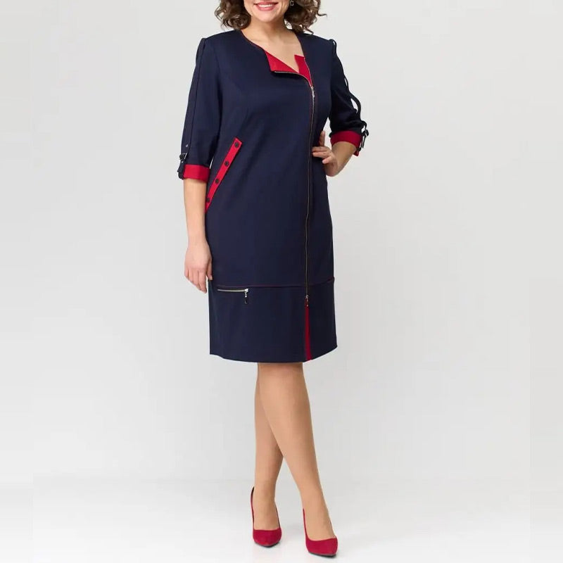 Hermine - Elegante Vrouwelijke Jurk met Zijrits