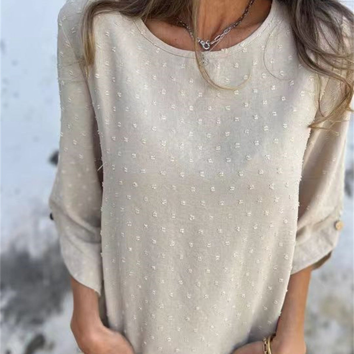 Marinette - Casual jacquard bovenstuk met ronde hals voor dames