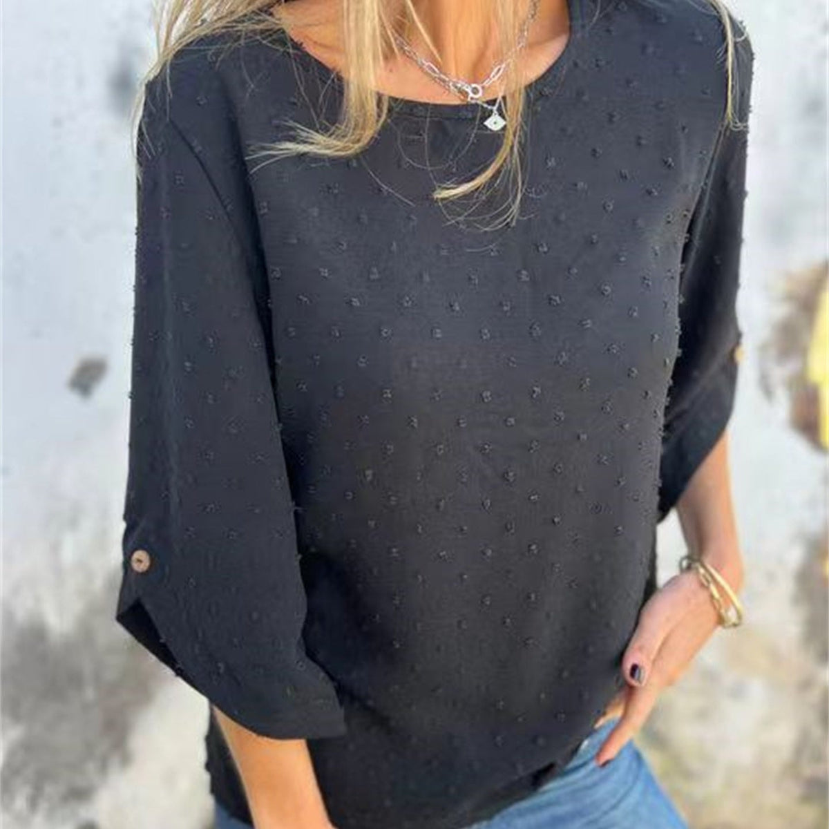 Marinette - Casual jacquard bovenstuk met ronde hals voor dames