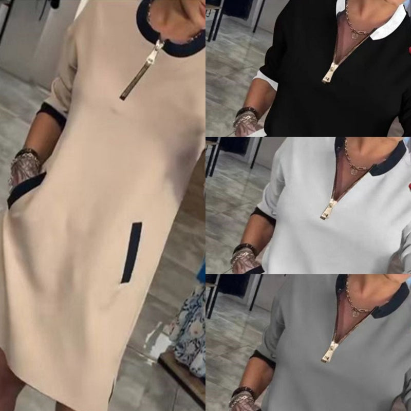 Myrthe - Elegante Jurk met V-hals en Ritssluiting