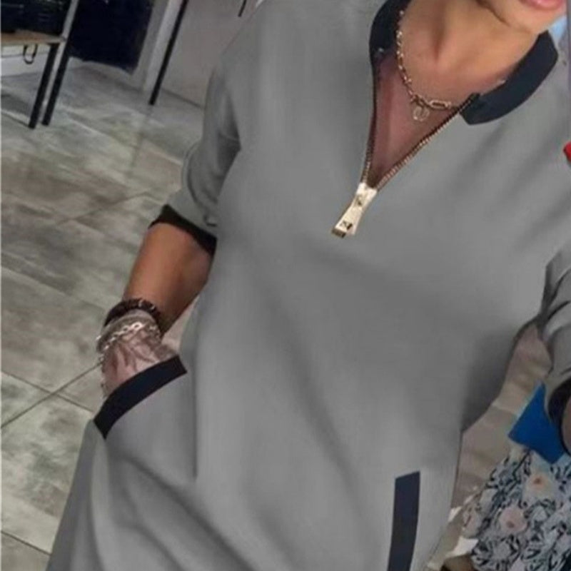 Myrthe - Elegante Jurk met V-hals en Ritssluiting