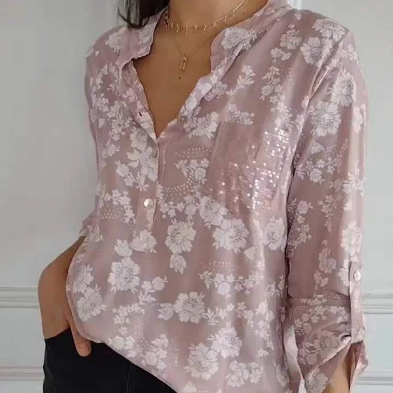 Avice - Bloemenblouse met Lange Mouwen