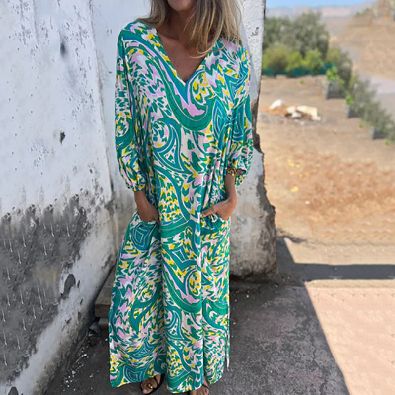 Herminie - Elegante Maxi jurk met prachtige zomerprint voor dames