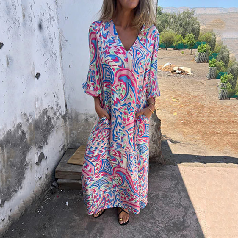 Herminie - Elegante Maxi jurk met prachtige zomerprint voor dames