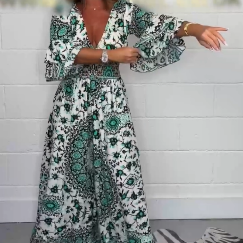 Neria - Jumpsuit met V-hals en print