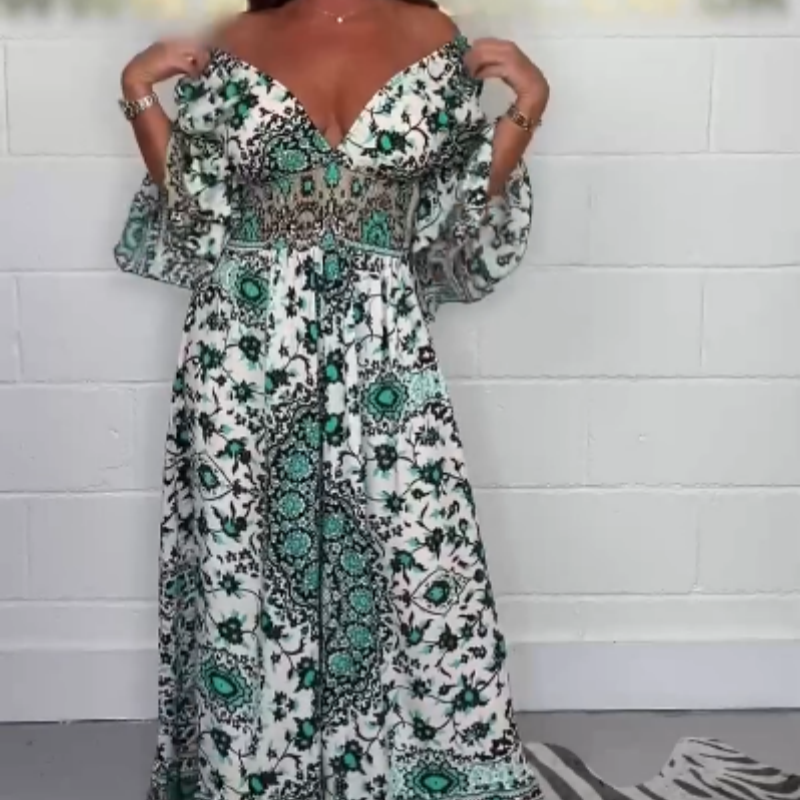 Neria - Jumpsuit met V-hals en print