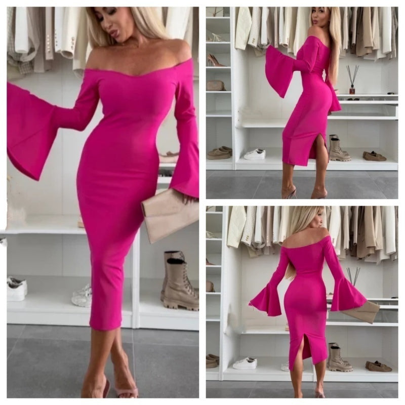 Philomène - Elegante Jurk met Uitlopende Mouwen