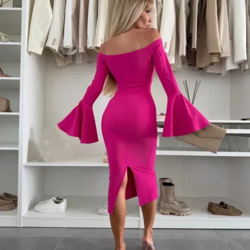 Philomène - Elegante Jurk met Uitlopende Mouwen