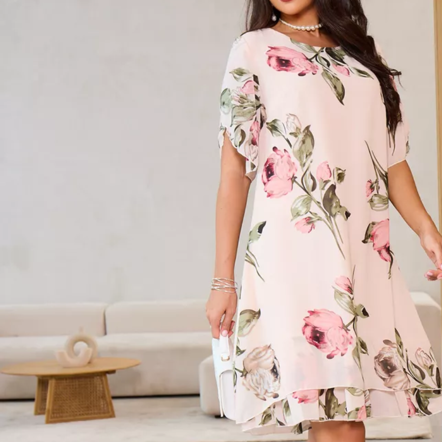 Kalina - Chiffon jurk met bloemblaadjes