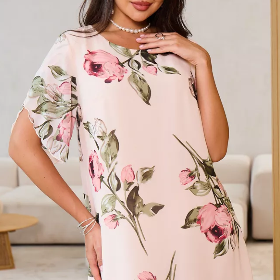 Kalina - Chiffon jurk met bloemblaadjes