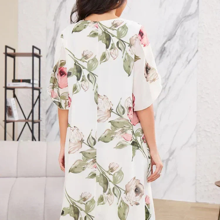 Kalina - Chiffon jurk met bloemblaadjes