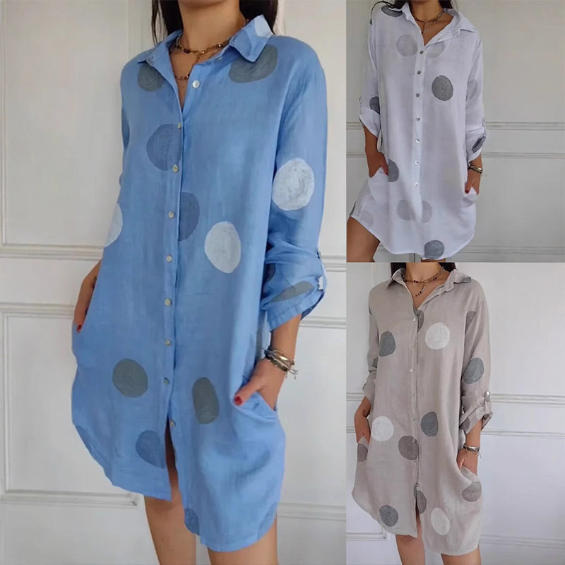 Melina - Casual overhemdjurk met knoopsluiting en print voor dames