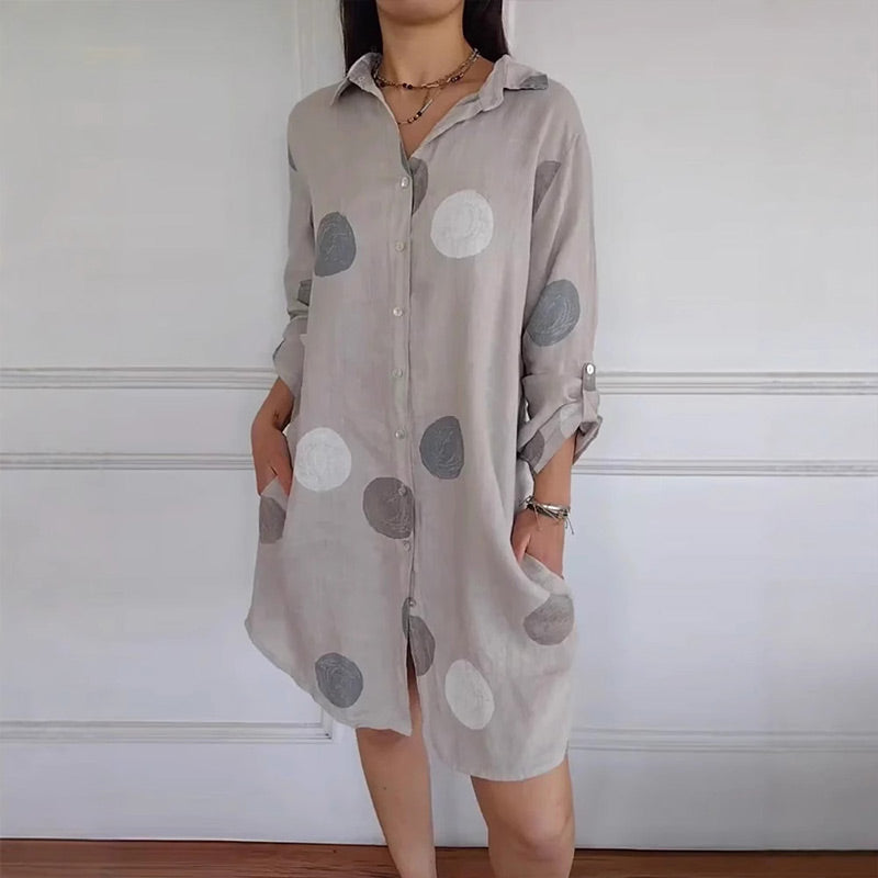 Melina - Casual overhemdjurk met knoopsluiting en print voor dames