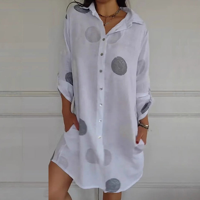 Melina - Casual overhemdjurk met knoopsluiting en print voor dames