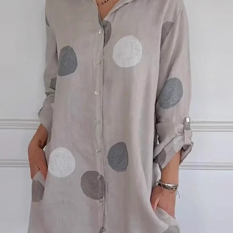 Melina - Casual overhemdjurk met knoopsluiting en print voor dames