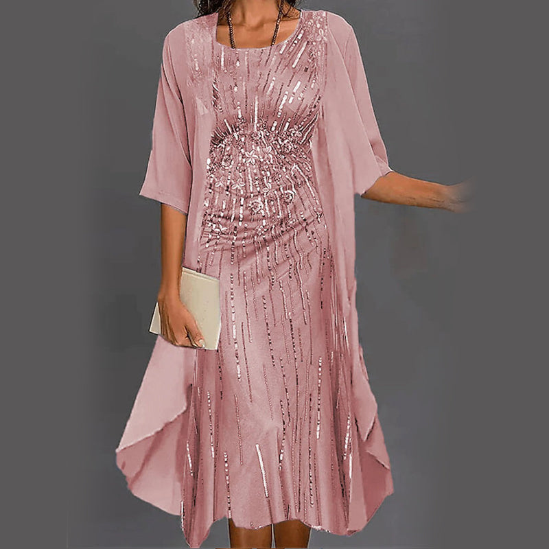 Eleny - Elegante tweedelige chiffon set met bloemen