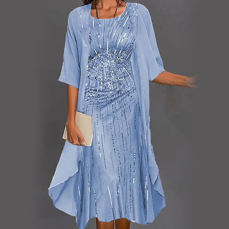 Eleny - Elegante tweedelige chiffon set met bloemen