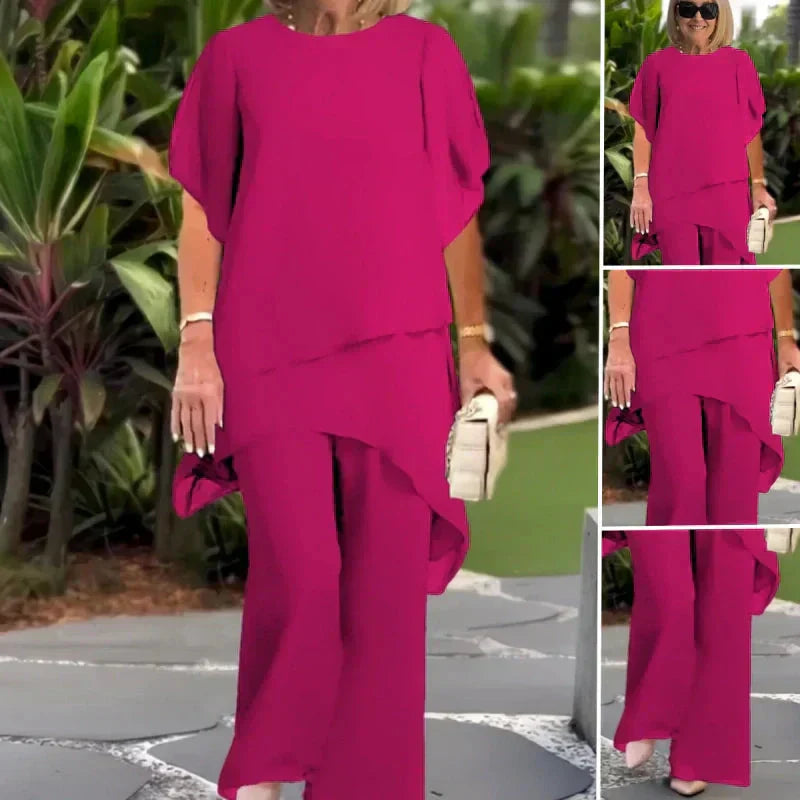 Eryndra - Elegant Vrouwen Ensemble met Drapé Palazzo Broek
