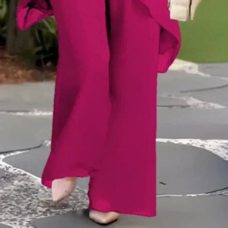 Eryndra - Elegant Vrouwen Ensemble met Drapé Palazzo Broek