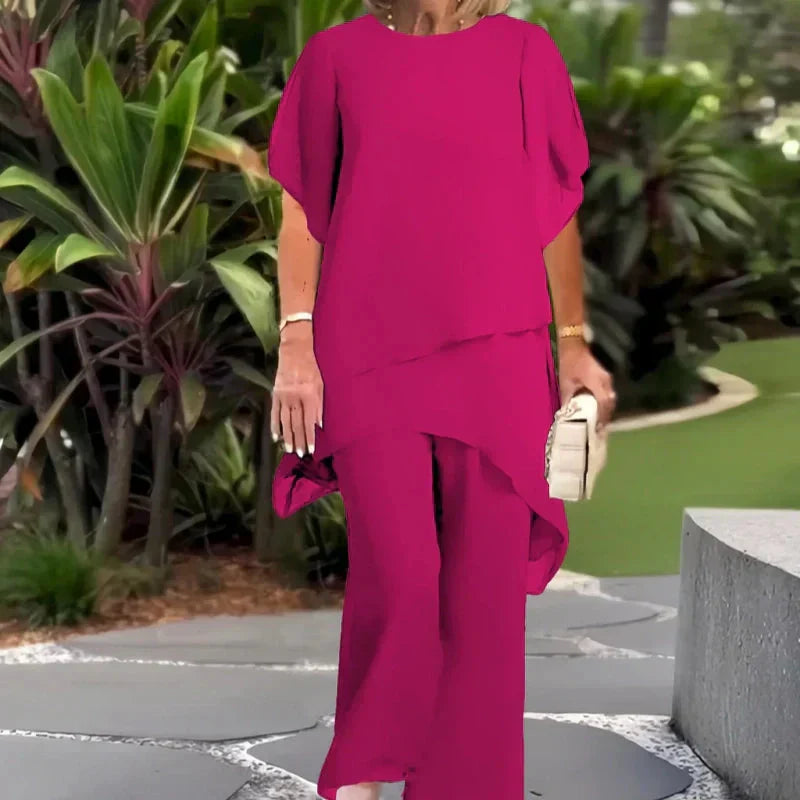 Eryndra - Elegant Vrouwen Ensemble met Drapé Palazzo Broek