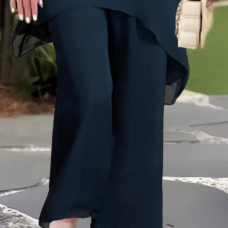 Eryndra - Elegant Vrouwen Ensemble met Drapé Palazzo Broek
