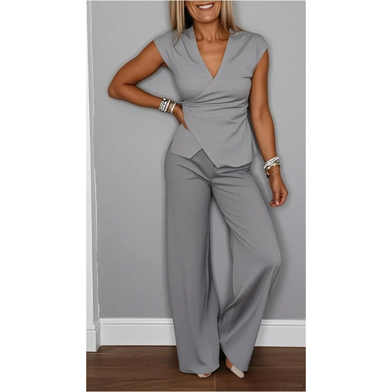 Jessira - Elegante damesset: top met v-hals en broek