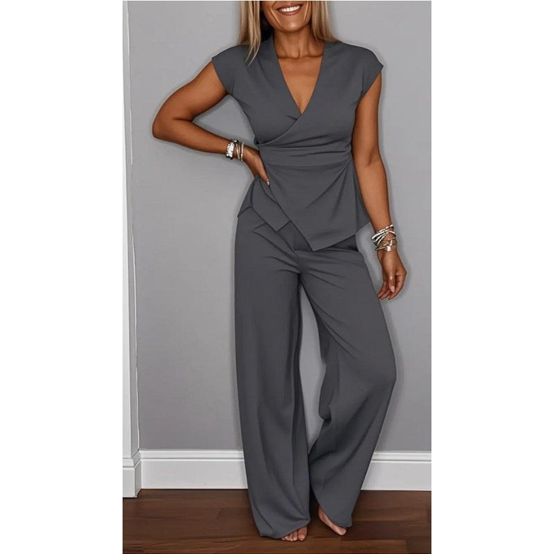 Jessira - Elegante damesset: top met v-hals en broek