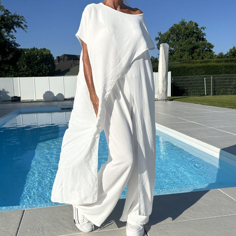 Palina - Mouwloze top en effen broek set