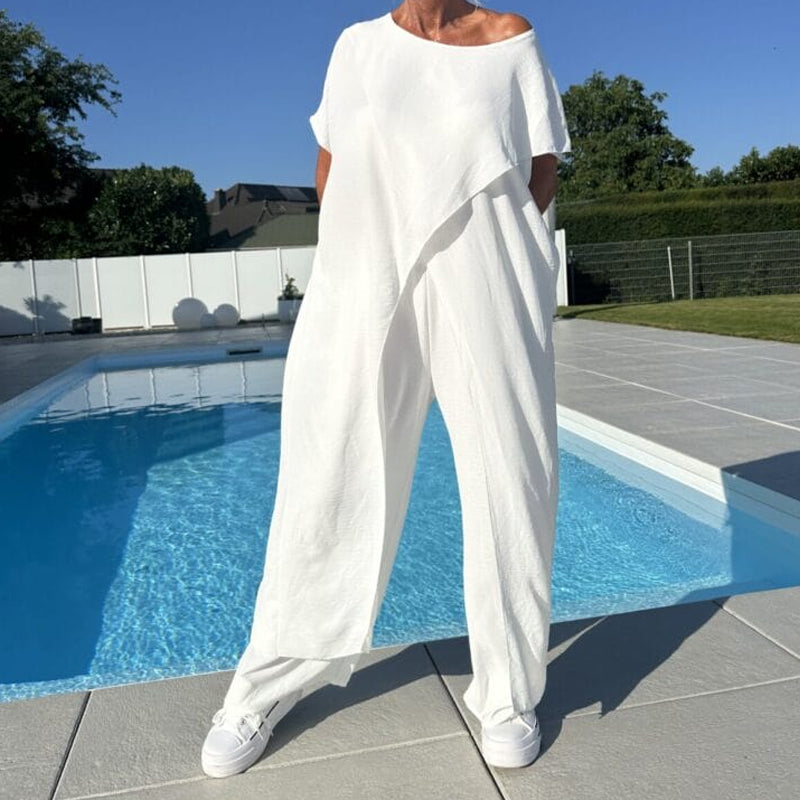 Palina - Mouwloze top en effen broek set