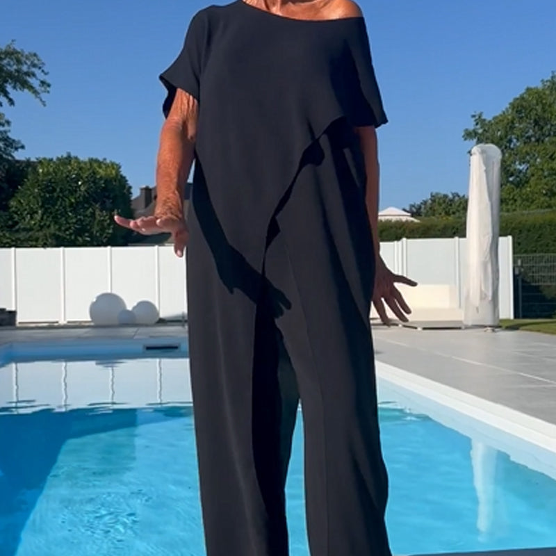 Palina - Mouwloze top en effen broek set