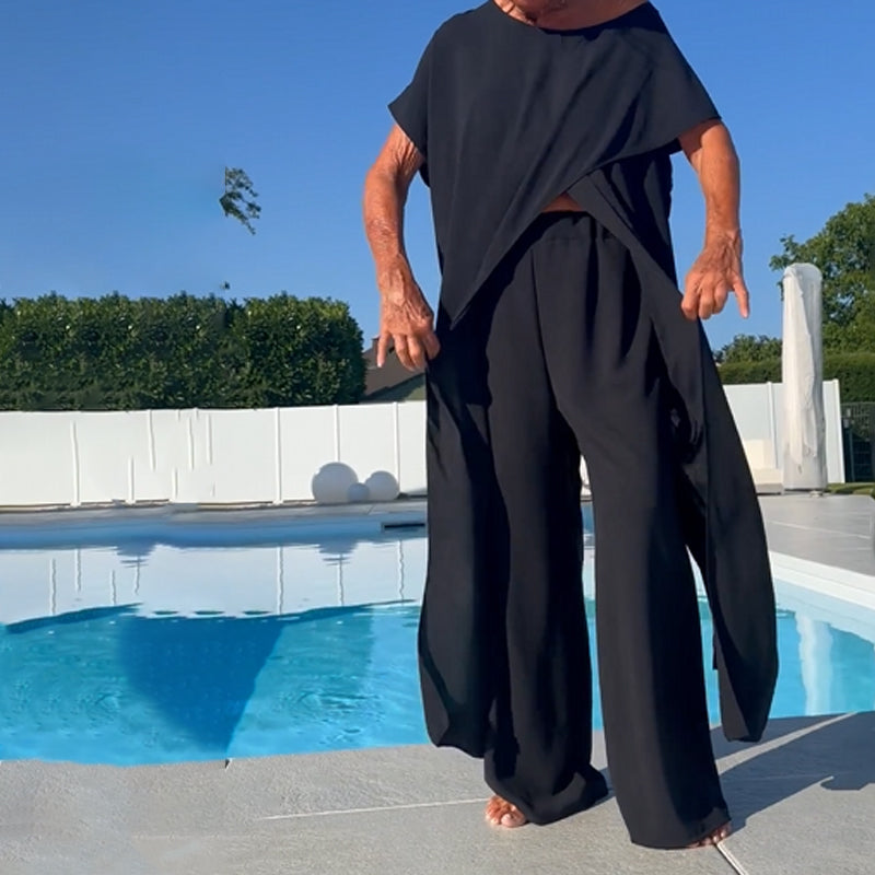Palina - Mouwloze top en effen broek set