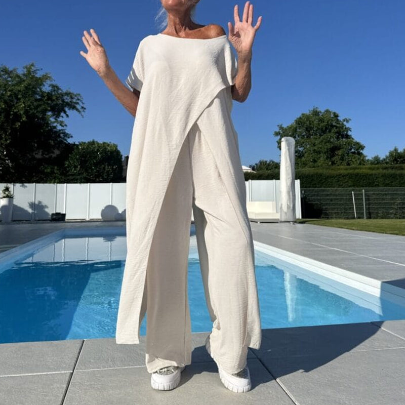 Palina - Mouwloze top en effen broek set