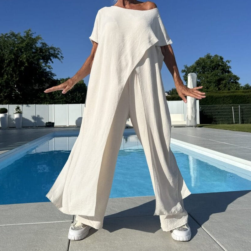 Palina - Mouwloze top en effen broek set