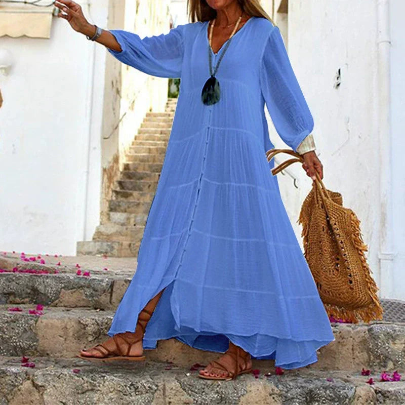 Lunariah - Dames maxi jurk met v-hals