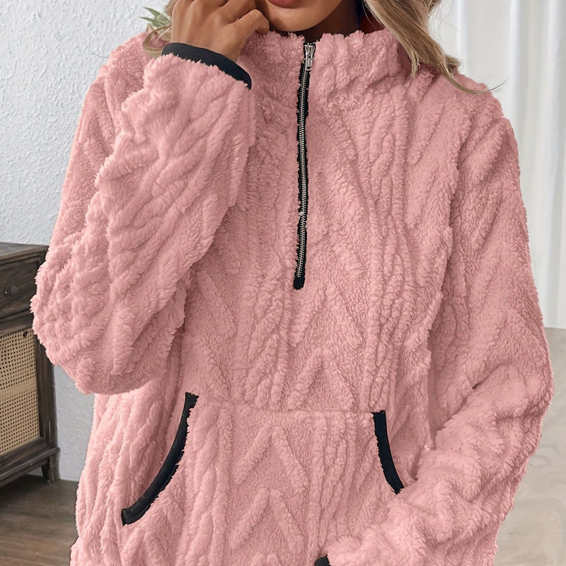 Isariel - Zachte Sweat met Halve Rits en Warme Zak