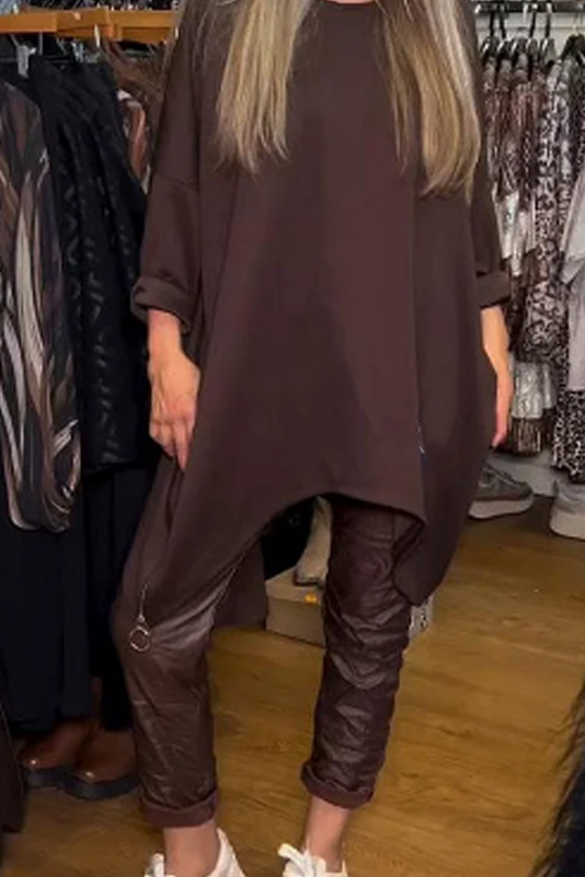 Évelyne - Twee-delige damesoutfit met asymmetrische tuniek en broek
