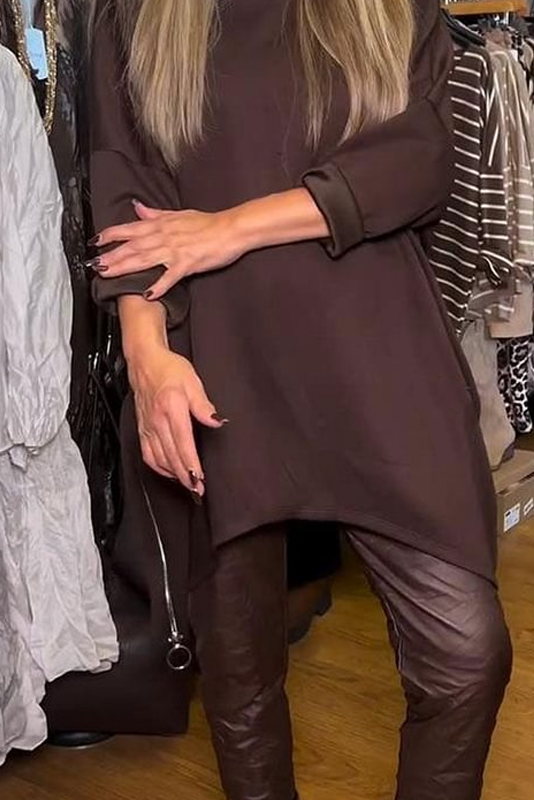Évelyne - Twee-delige damesoutfit met asymmetrische tuniek en broek