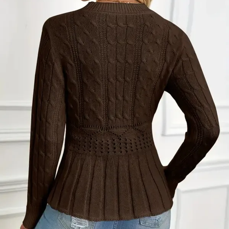 Elarissea - Dames Trui Winter met Ronde Hals en Elegante Peplum Snit