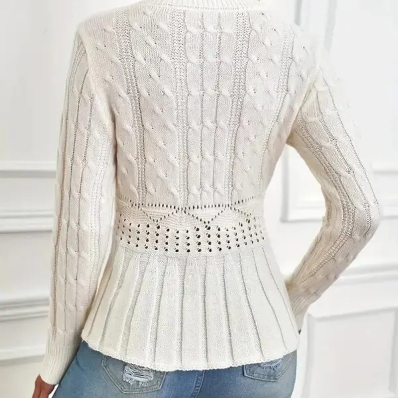 Elarissea - Dames Trui Winter met Ronde Hals en Elegante Peplum Snit