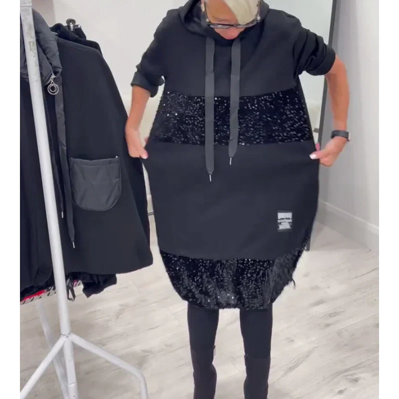 Paviyana - Moderne Hoodie Jurk met Pailletten