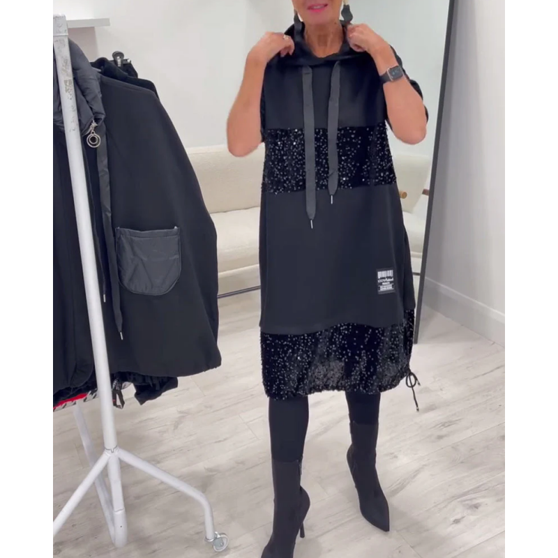 Paviyana - Moderne Hoodie Jurk met Pailletten