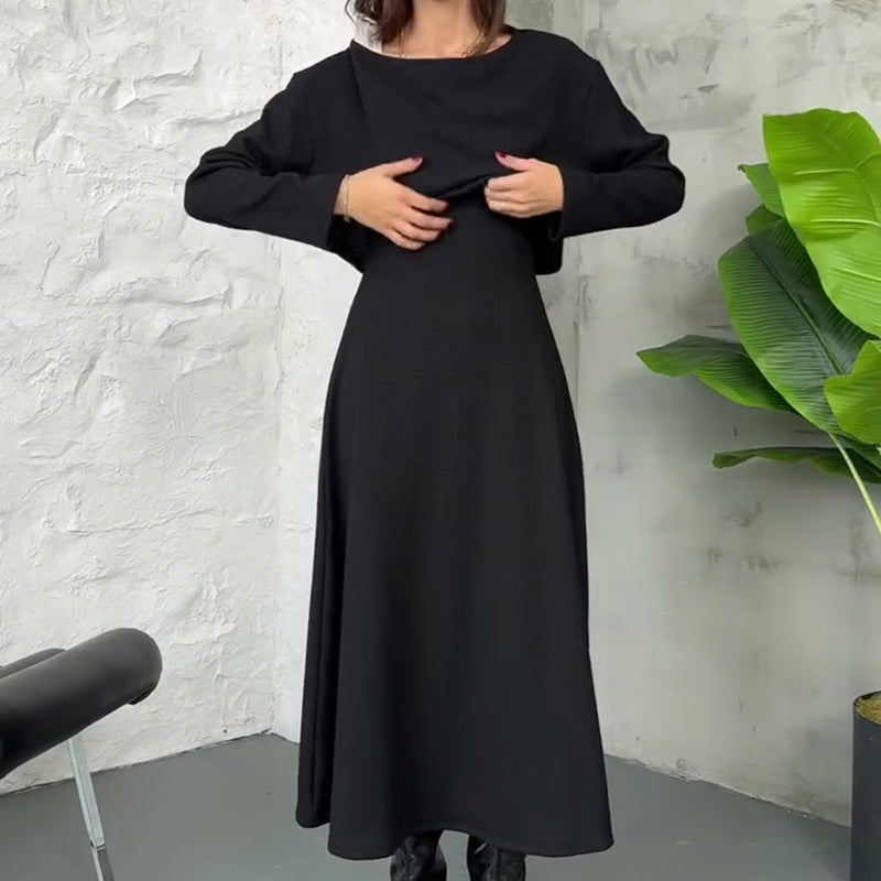 Kalissavine - Gebreide Twee-delige Set voor Dames – Midi Jurk & Elegante Korte Top