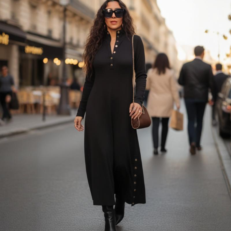 Noralissae - Maxi Chic Jurk met Knopen