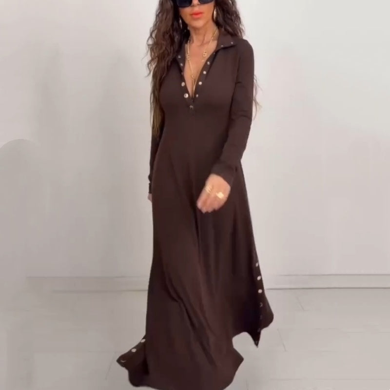 Noralissae - Maxi Chic Jurk met Knopen