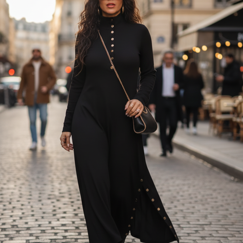 Noralissae - Maxi Chic Jurk met Knopen