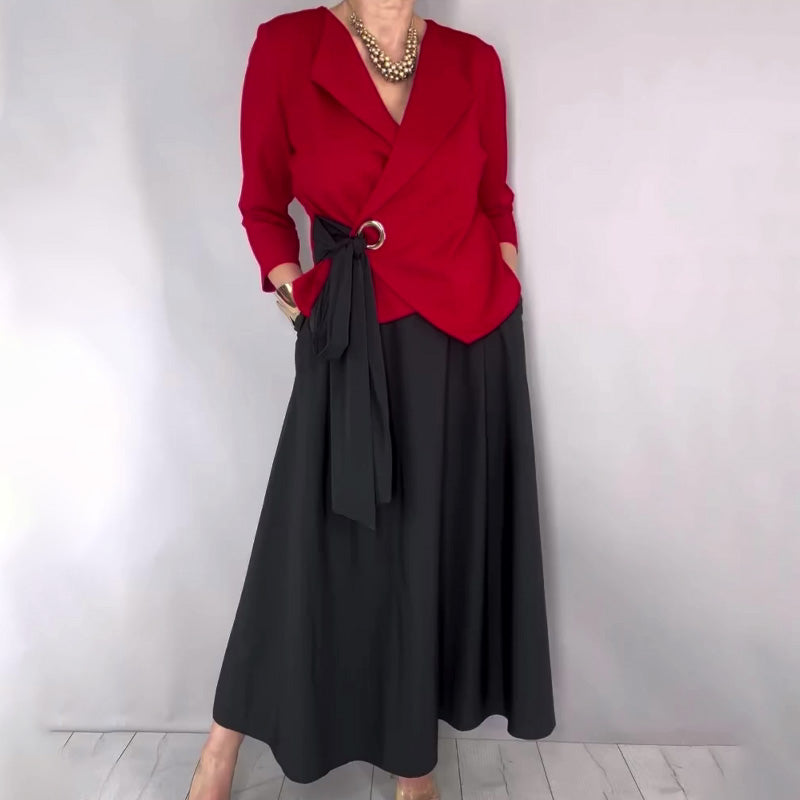Pelyne - Elegante 2-delige set bestaande uit een top en een effen rok voor dames