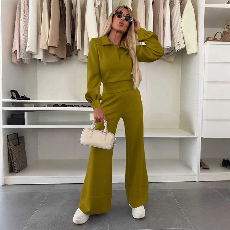 Brynelle - Chic Vrouwen Set Blouse En Brede Broek