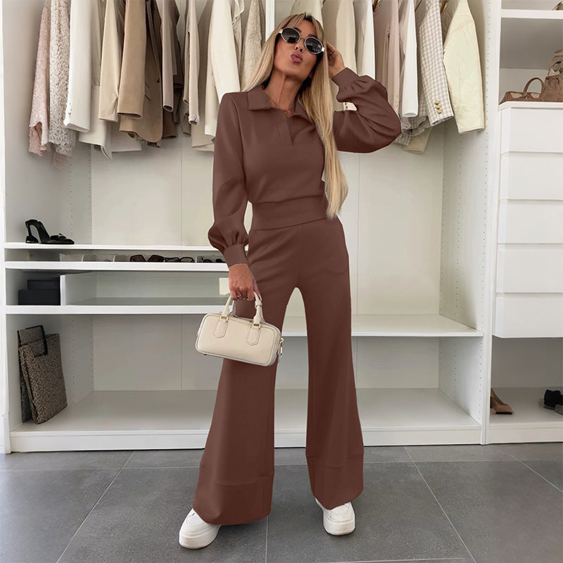 Brynelle - Chic Vrouwen Set Blouse En Brede Broek