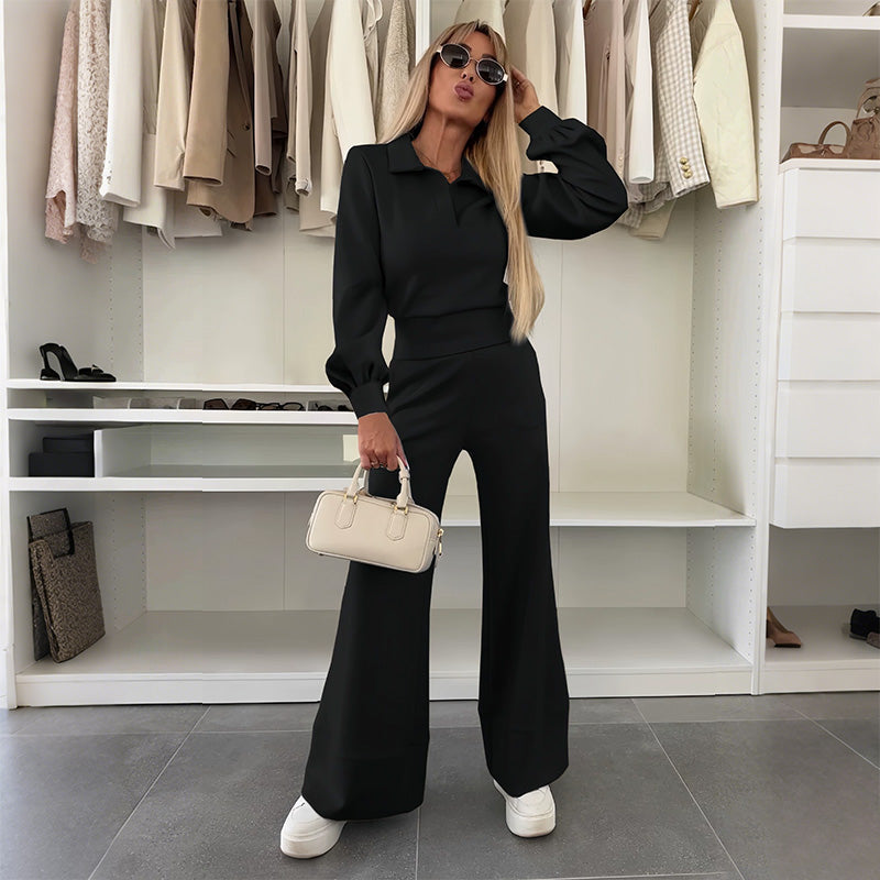Brynelle - Chic Vrouwen Set Blouse En Brede Broek
