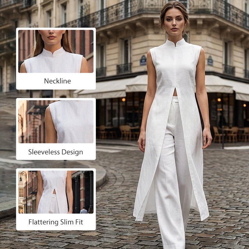 Tylyxa - Dames tweedelig katoen ensemble met elegante split voor de zomer